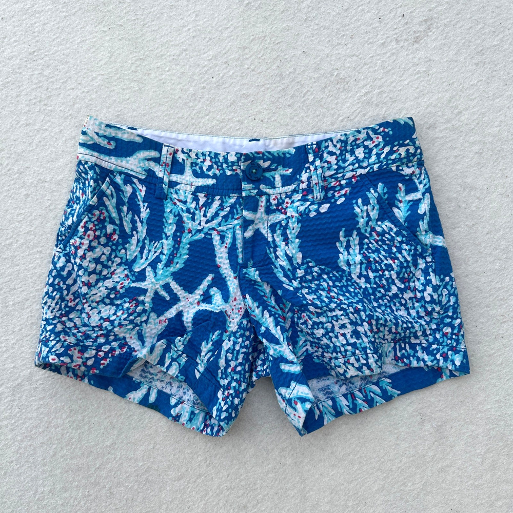 Lilly Pulitzer The Callahan Shorts 4" Inseam Women's 4 Blue Reef Starfish Coral